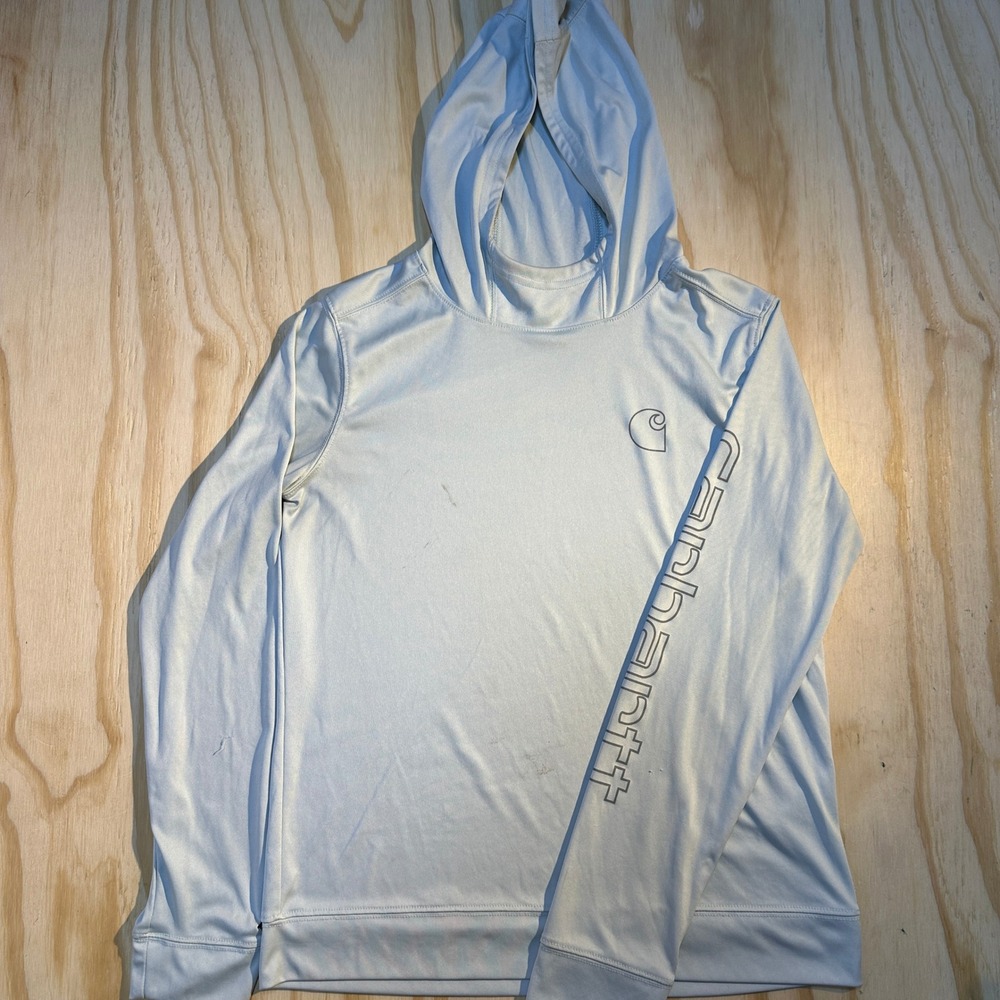 Carhartt Women Force Sun Defender Relaxed Fit Hoodie Light Blue Small